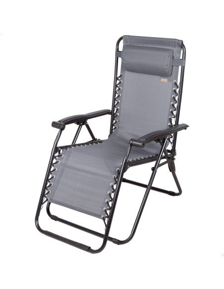 Chaise de jardin pliante à gravité zéro 52x68x104 cm gris 2 positions