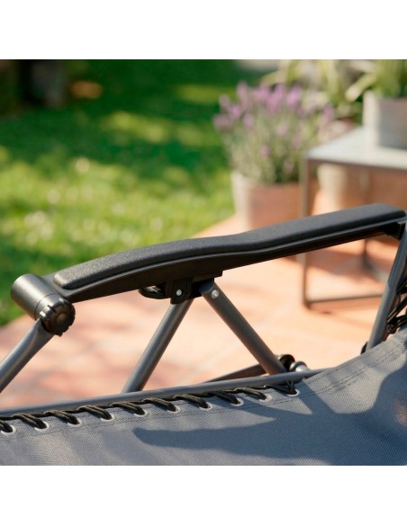 Chaise de jardin pliante à gravité zéro 52x68x104 cm gris 2 positions