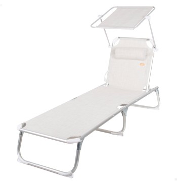 Tumbona playa multiposición 186x49x30 cm beige con...