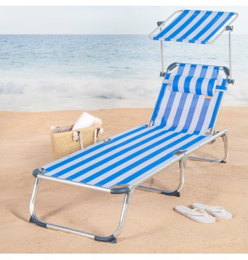 Transat de plage multipositions 186 x 49 x 30 cm, style... 2