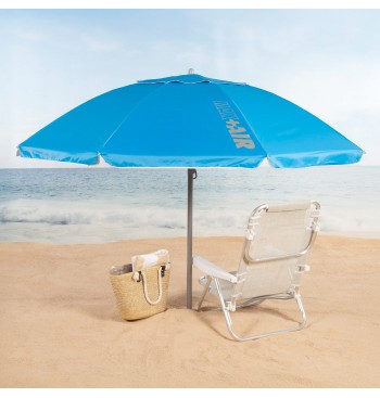Parasol de plage à 8 baleines, 200 cm, bleu, avec pied 2