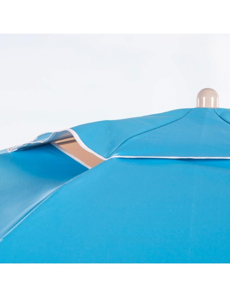 Parasol de plage à 8 baleines, 200 cm, bleu, avec pied