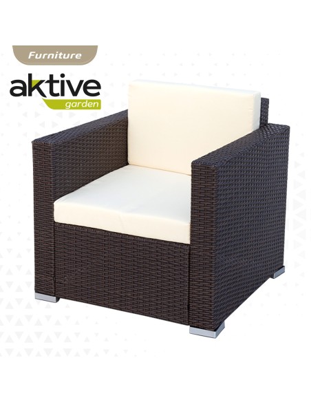 Conjunto mesa baja, 2 sillas y 1 sofá jardín ratán