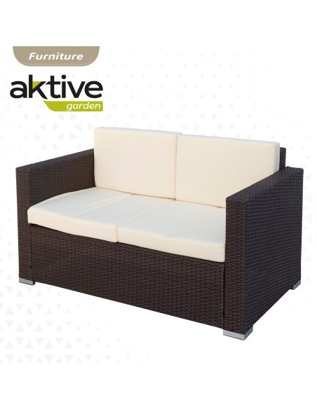 Conjunto mesa baja, 2 sillas y 1 sofá jardín ratán