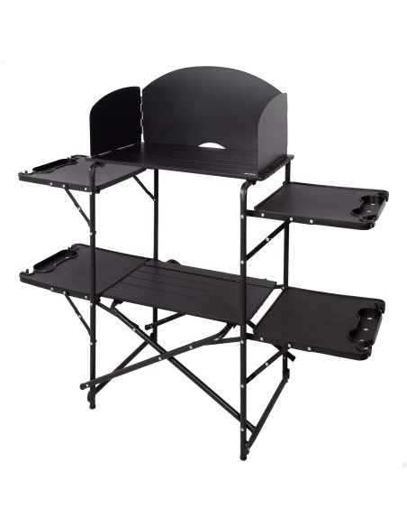 Meuble de cuisine de camping pliable, en acier, 130 x 48 x 118 cm, avec sac de transport