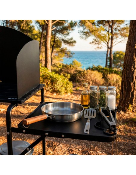 Meuble de cuisine de camping pliable, en acier, 130 x 48 x 118 cm, avec sac de transport
