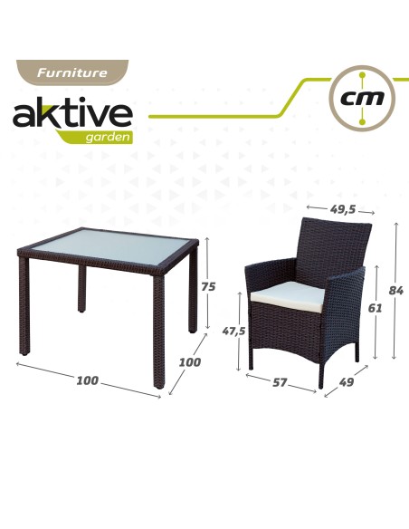 Conjunto mesa grande y 4 sillas jardín ratán