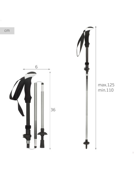 Bâton de randonnée pliable et extensible ultraléger 107-125 cm