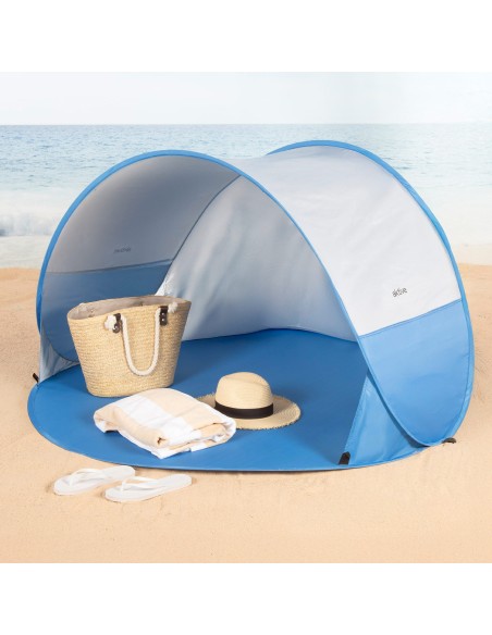 Tente coupe-vent de plage bleu 148x148x90 cm