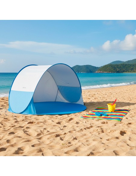 Tente coupe-vent de plage bleu 148x148x90 cm