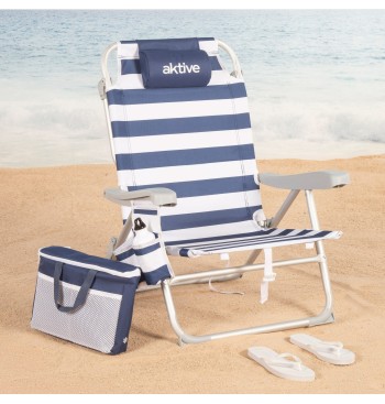 Silla playa multiposición 48x58x80 cm marinera con cojín,... 2