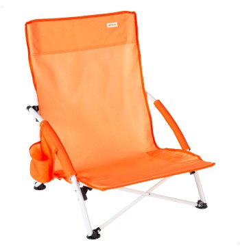 Chaise de plage pliante avec poche latérale orange...