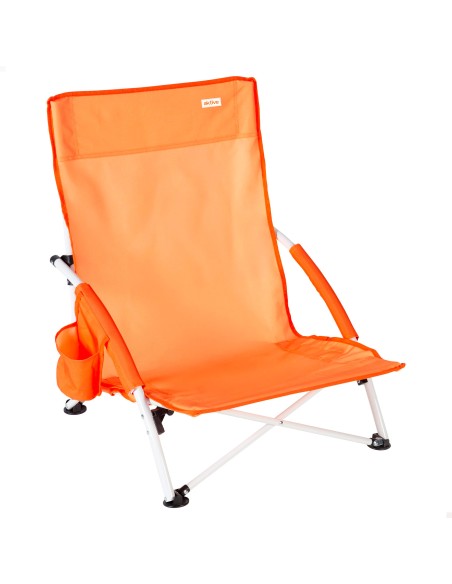 Chaise de plage pliante avec poche latérale orange 50x49x66 cm