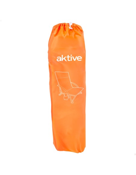 Chaise de plage pliante avec poche latérale orange 50x49x66 cm