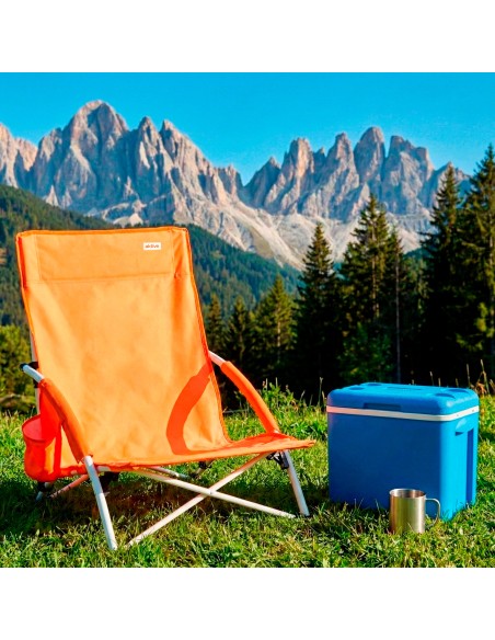 Chaise de plage pliante avec poche latérale orange 50x49x66 cm