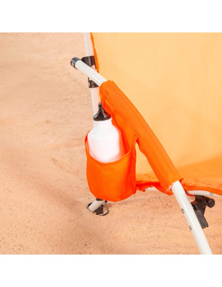 Chaise de plage pliante avec poche latérale orange 50x49x66 cm