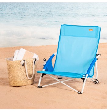 Aktive Beach Chaise de plage pliante bleu marine 50x49x66 cm 2