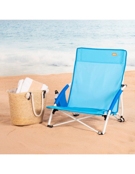 Aktive Beach Chaise de plage pliante bleu marine 50x49x66 cm
