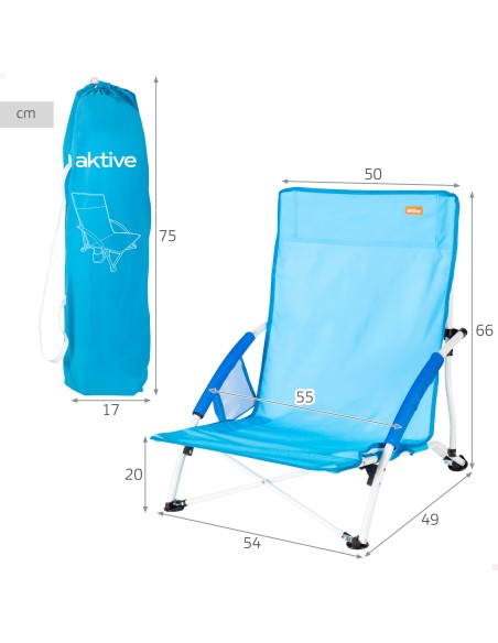 Aktive Beach Chaise de plage pliante bleu marine 50x49x66 cm