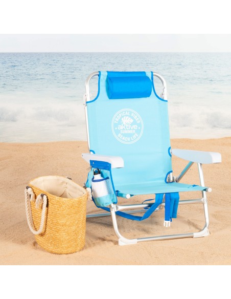 Silla playa multiposición 50x554x80 cm azul