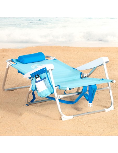 Silla playa multiposición 50x554x80 cm azul