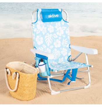 Chaise de plage multipositions avec appui-tête 50x54x80... 2