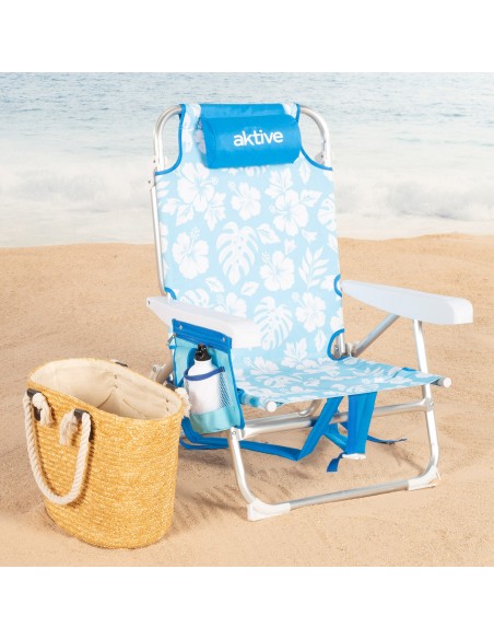 Chaise de plage multipositions avec appui-tête 50x54x80 cm Hawaii