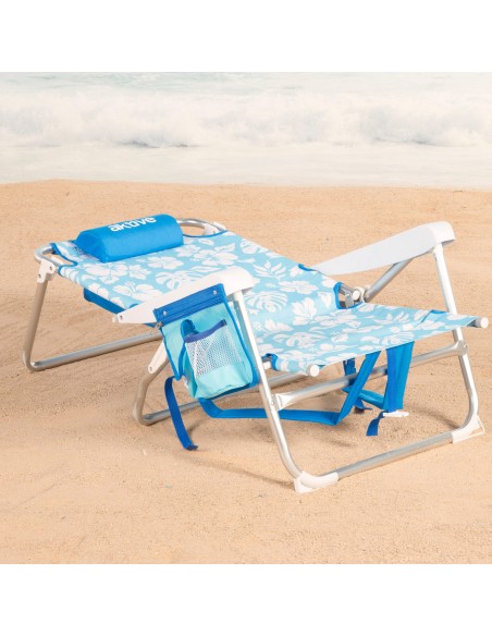 Chaise de plage multipositions avec appui-tête 50x54x80 cm Hawaii