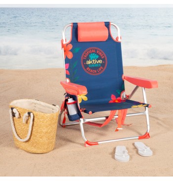 Chaise de plage pliante multipositions 50x54x80 cm 2