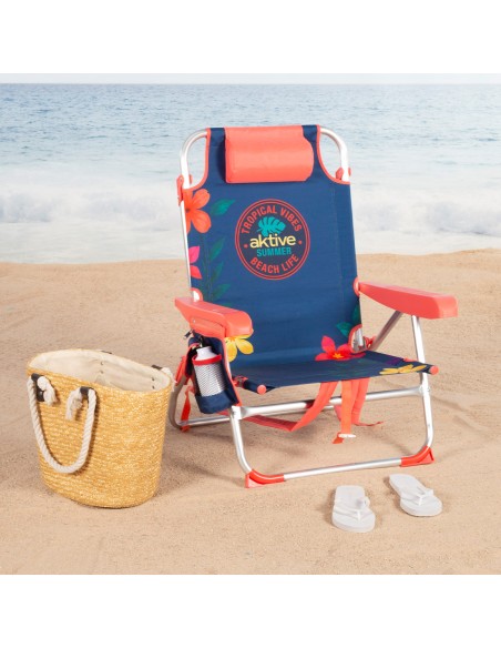 Chaise de plage pliante multipositions 50x54x80 cm