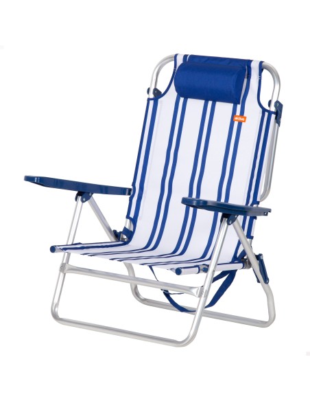 Chaise de plage basse multipositions 48x45x83 cm style nautique
