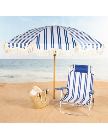 Chaise de plage basse multipositions 48x45x83 cm style nautique