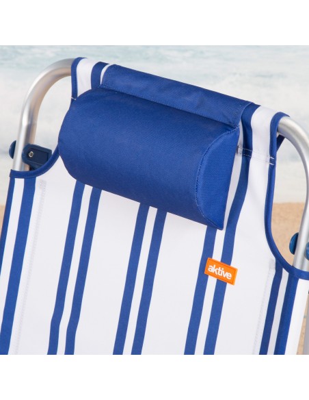 Chaise de plage basse multipositions 48x45x83 cm style nautique
