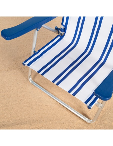 Chaise de plage basse multipositions 48x45x83 cm style nautique