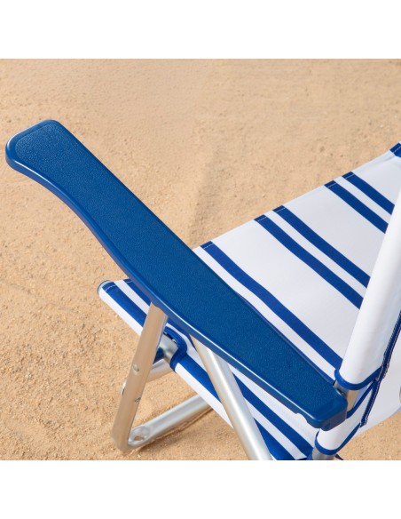 Chaise de plage basse multipositions 48x45x83 cm style nautique
