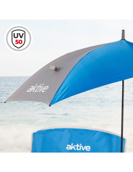 Chaise pliante avec parasol et porte-gobelet 50x49x65 cm