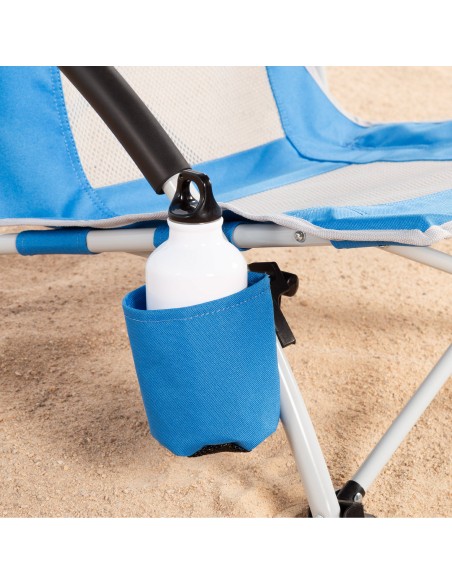 Chaise pliante avec parasol et porte-gobelet 50x49x65 cm