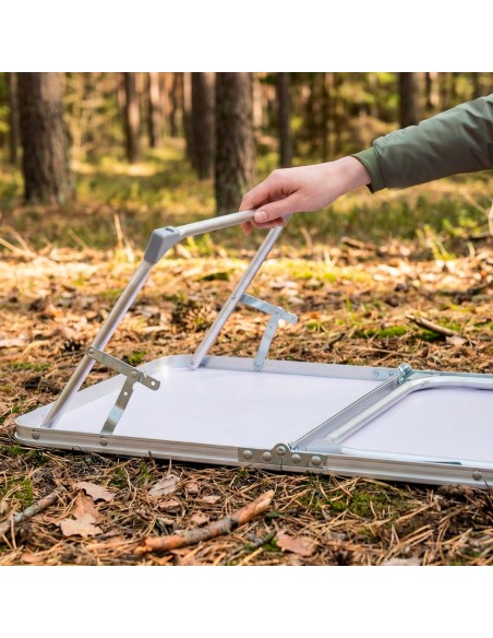 Table de camping pliante en aluminium avec poignée de transport 60x40x25 cm