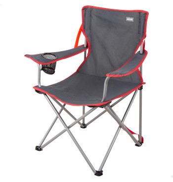Chaise de camping pliante gris foncé, avec poignée...