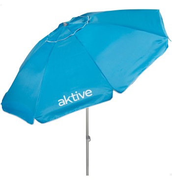 Parasol de plage coupe-vent à 8 baleines, 240 cm, bleu