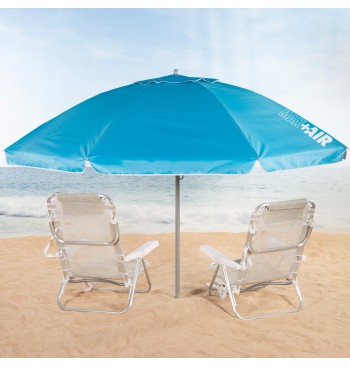 Parasol de plage coupe-vent à 8 baleines, 240 cm, bleu 2