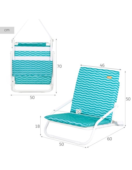 Chaise de plage pliante légère 46x60x50 cm