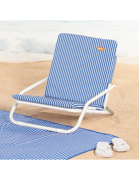 Chaise de plage légère à rayures avec poignée 46x60x50 cm