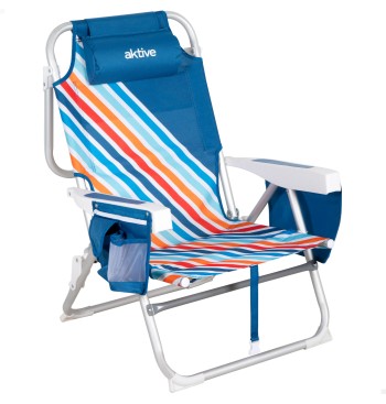 Chaise de plage multicolore avec poches et sangles de...