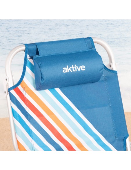 Chaise de plage multicolore avec poches et sangles de transport 50x55x80 cm