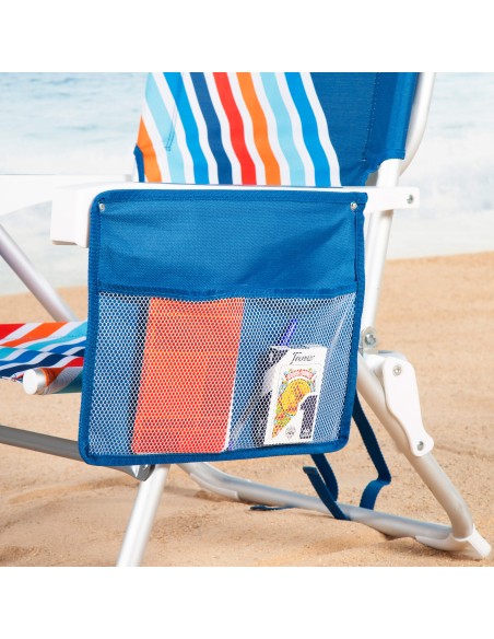 Chaise de plage multicolore avec poches et sangles de transport 50x55x80 cm