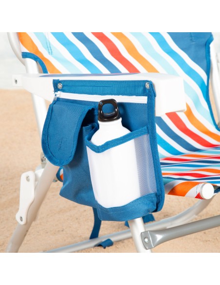 Chaise de plage multicolore avec poches et sangles de transport 50x55x80 cm