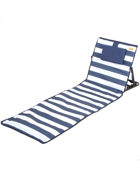 Matelas pliable avec dossier inclinable et coussin rayé