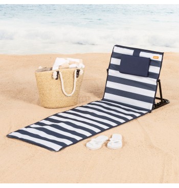 Matelas pliable avec dossier inclinable et coussin rayé 2