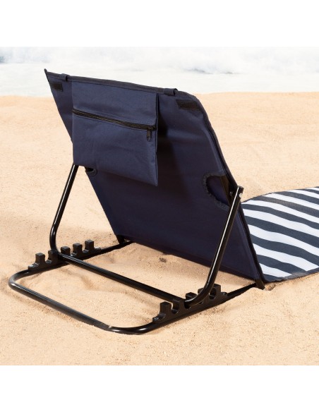 Matelas pliable avec dossier inclinable et coussin rayé
